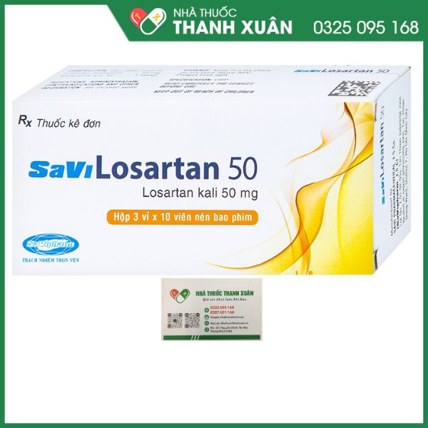 Savi Losartan 50 trị tăng huyết áp nguyên phát (3 vỉ x 10 viên)